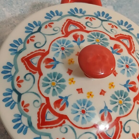 Pioneer Woman Mini Casserole Dish-Red Mandala/Floral Design - Picture 3 of 5